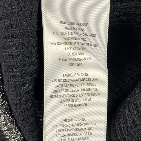 Joie Metallic Trim Super Soft Pullover V-Neck Long Sleeve Sweater Black Medium - Picture 6 of 10